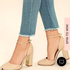 Laura Nude Suede Ankle Strap Heels